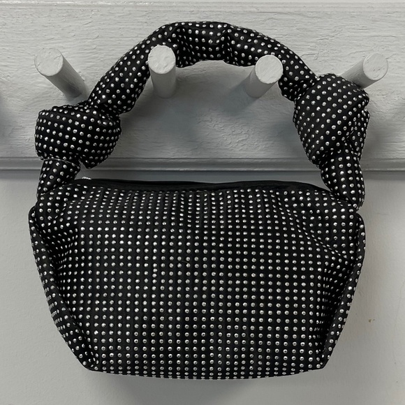 J. Crew Factory Studded Double Knot Handbag, Black and Silver - NWT - Picture 2 of 4